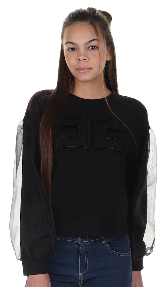 Elisabetta Franchi Girls Sweater Black Logo - €47.25