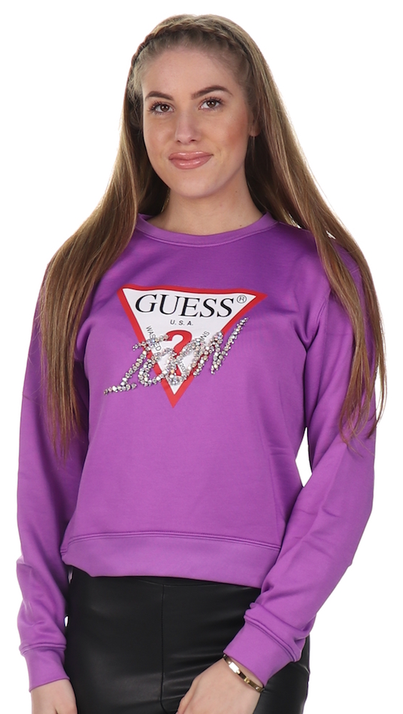 Guess Sweater Basic Triangle Fleece Top Violet - €23.97