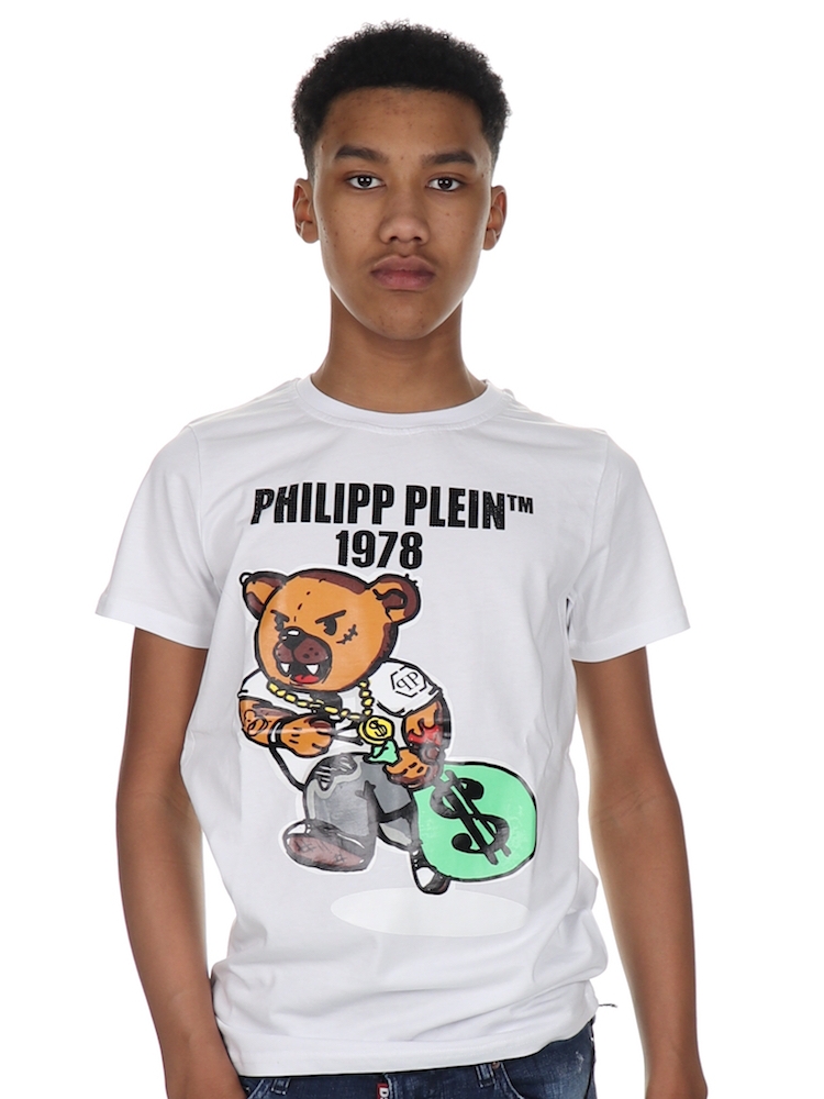 Philipp Plein T-shirt Round Neck Ss Teddy Bear White - €37.50