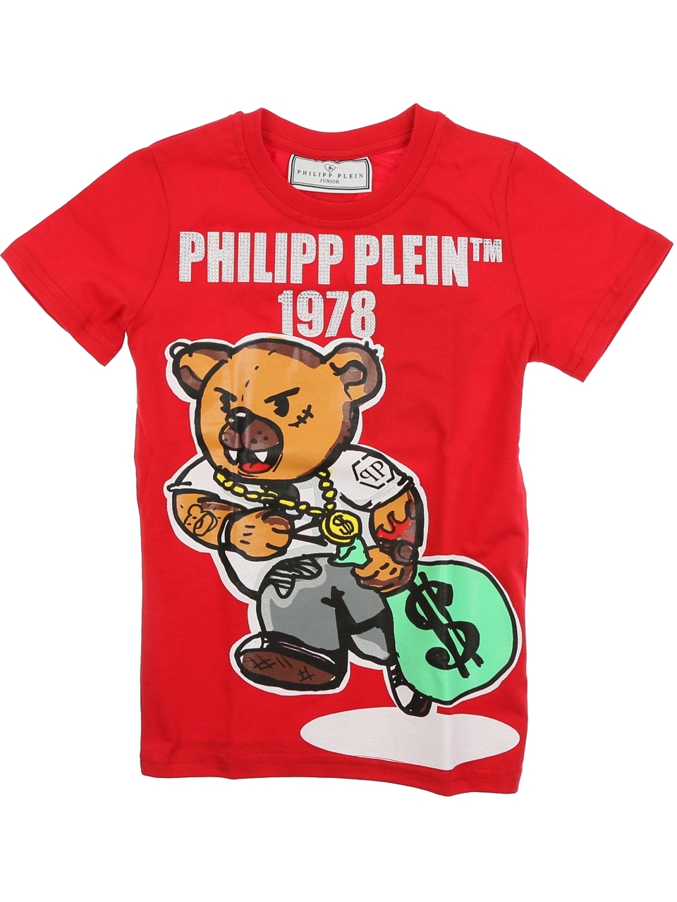 Philipp Plein T-shirt Round Neck Ss Teddy Bear Red - €37.50