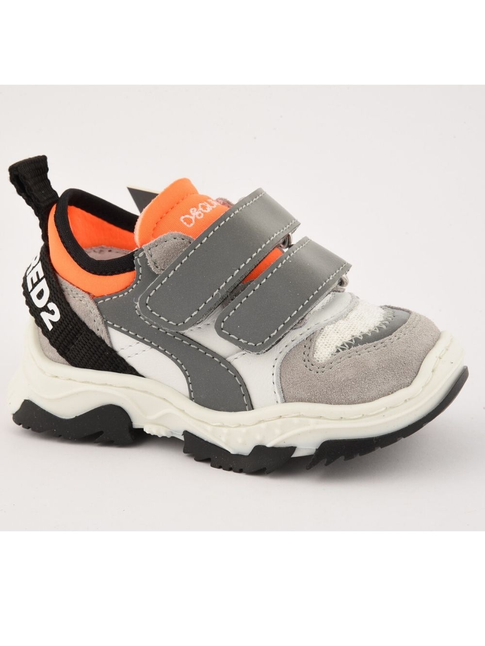 DSQUARED2 Sneaker met klittenband Grijs-wit-oranje - €63.60