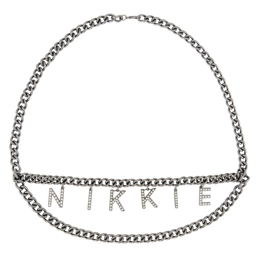 Nikkie By Nikkie Plessen Strass Logo Waist Belt Antique Silver - €20.99