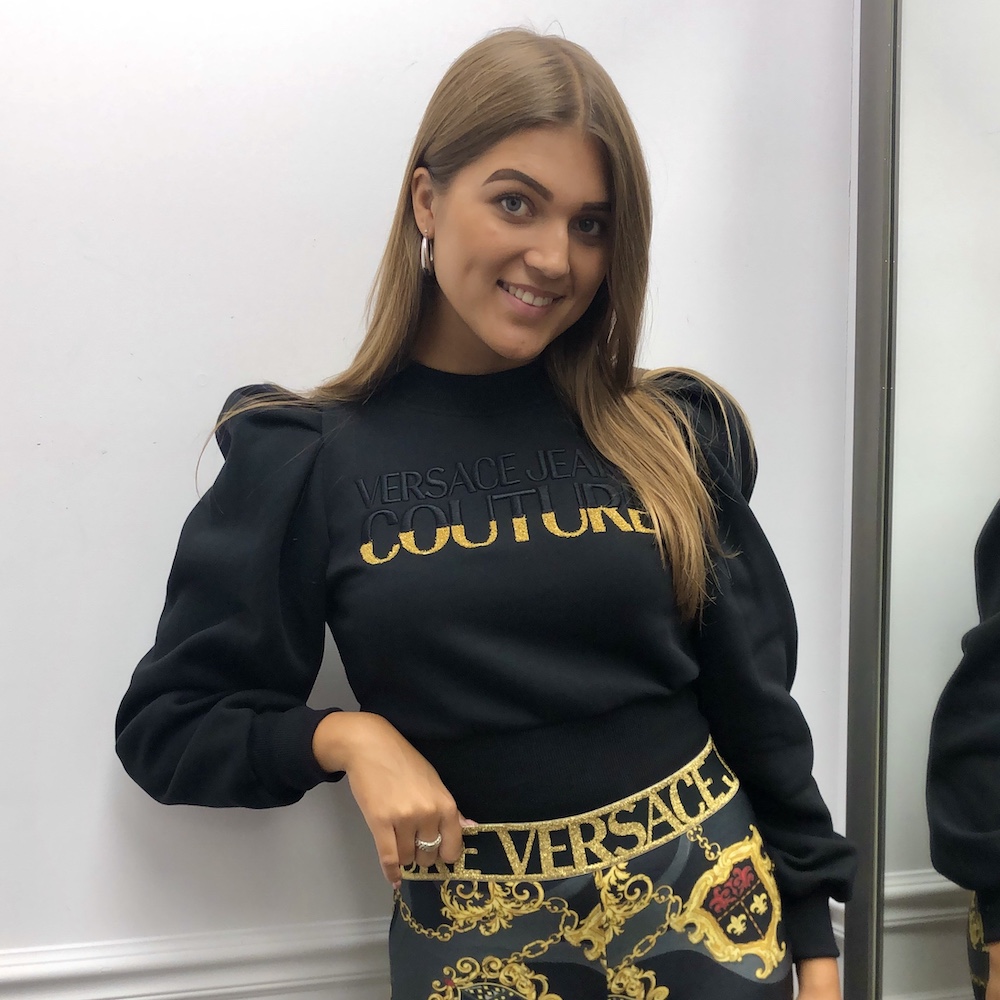 Versace Jeans Couture Sweater Pofmouw Logo Black-Gold - €64.79