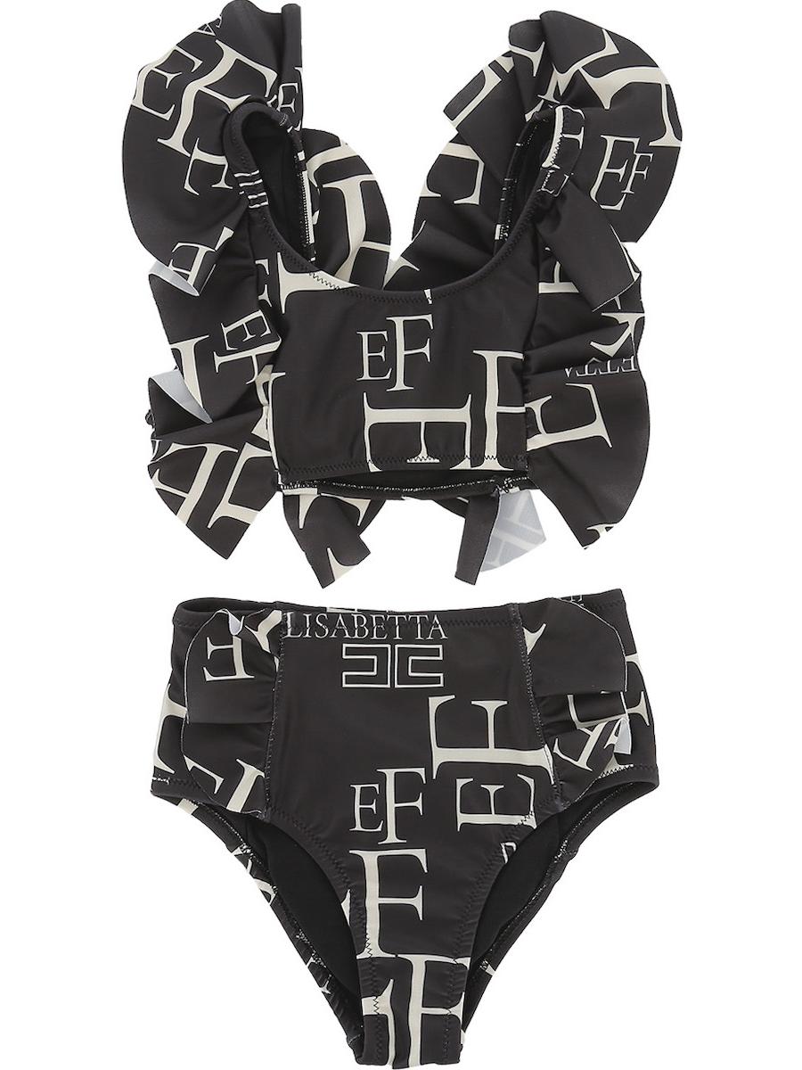 Elisabetta Franchi Girls Bikini Nero Stampa Lettering Burro - €28.19