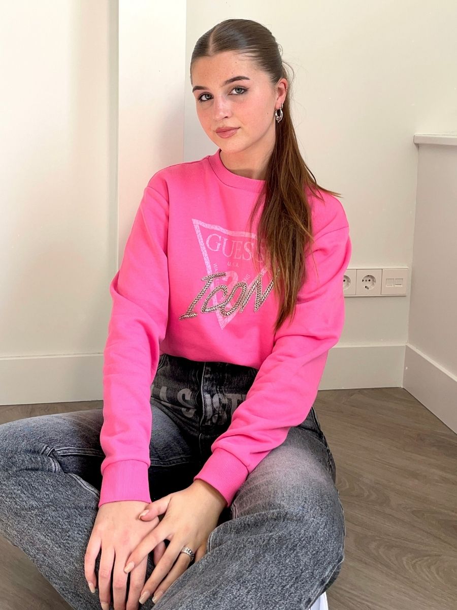 Guess dames Cn Icon Sweatshirt Rosy Glow Pink - €31.96