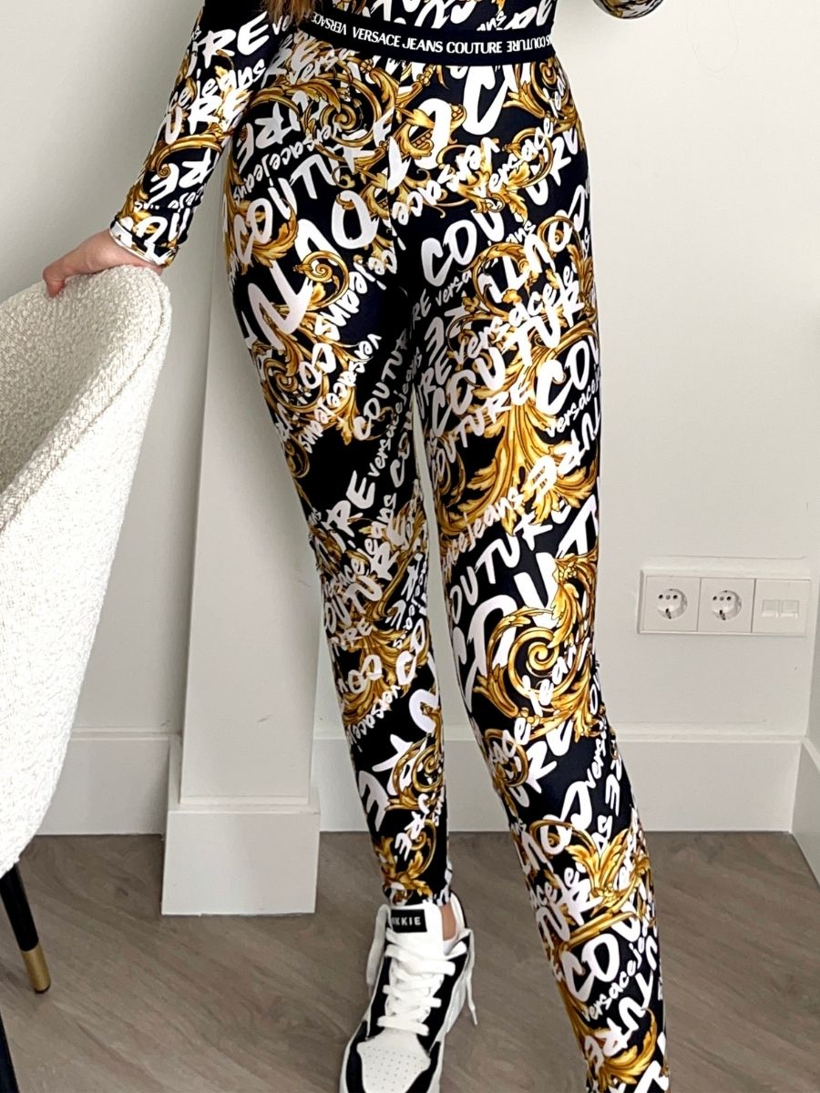 Versace Jeans Couture Legging All Over Print Black Gold - €89.48